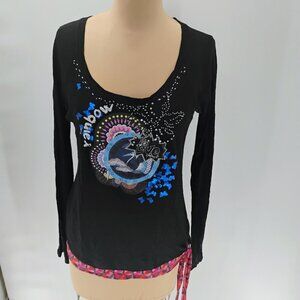 Black and Blue Women's Swim Top